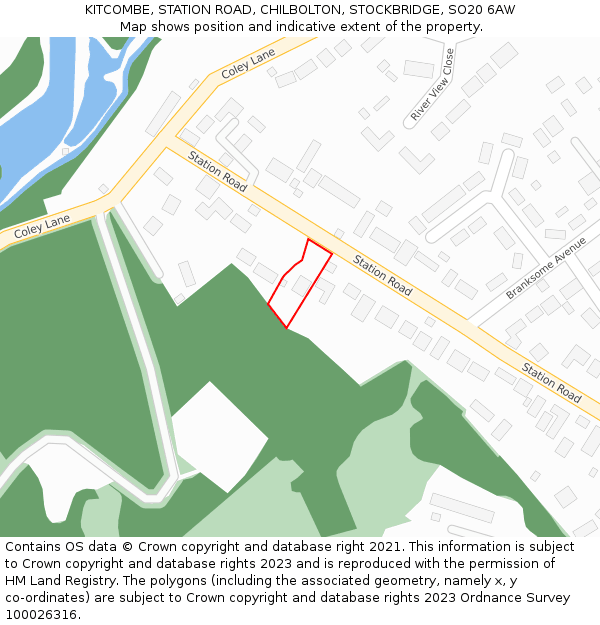 KITCOMBE, STATION ROAD, CHILBOLTON, STOCKBRIDGE, SO20 6AW: Location map and indicative extent of plot