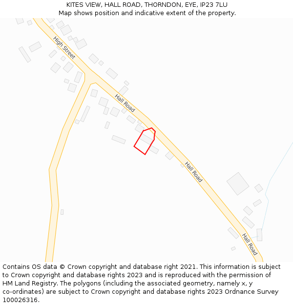 KITES VIEW, HALL ROAD, THORNDON, EYE, IP23 7LU: Location map and indicative extent of plot