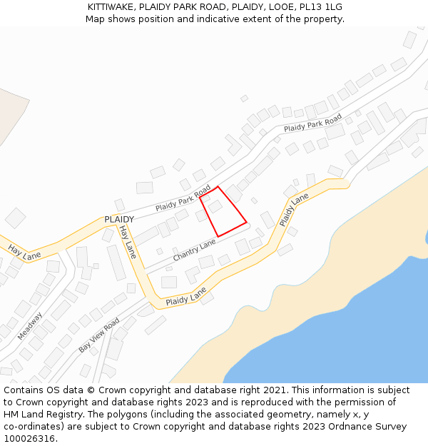 KITTIWAKE, PLAIDY PARK ROAD, PLAIDY, LOOE, PL13 1LG: Location map and indicative extent of plot