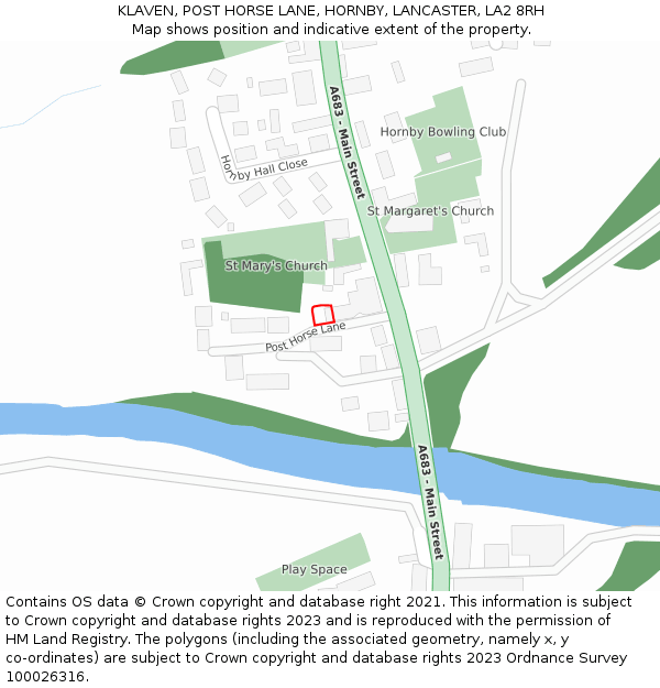 KLAVEN, POST HORSE LANE, HORNBY, LANCASTER, LA2 8RH: Location map and indicative extent of plot