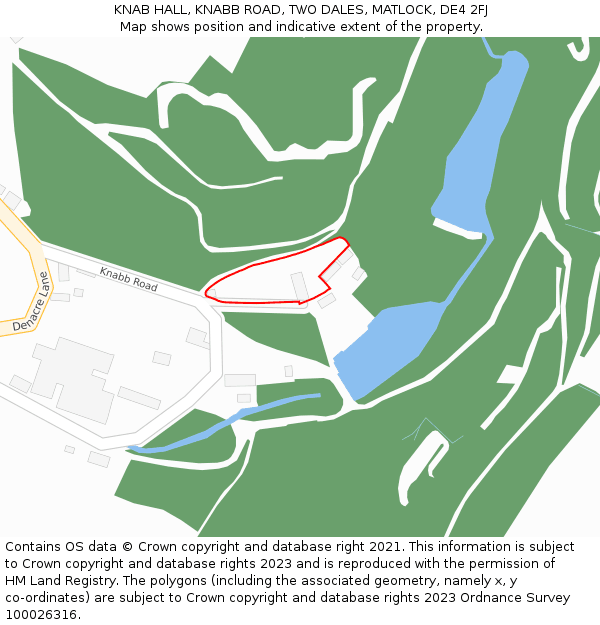 KNAB HALL, KNABB ROAD, TWO DALES, MATLOCK, DE4 2FJ: Location map and indicative extent of plot