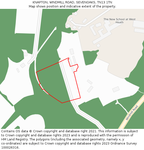 KNAPTON, WINDMILL ROAD, SEVENOAKS, TN13 1TN: Location map and indicative extent of plot