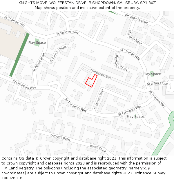 KNIGHTS MOVE, WOLFERSTAN DRIVE, BISHOPDOWN, SALISBURY, SP1 3XZ: Location map and indicative extent of plot