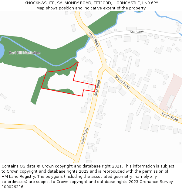 KNOCKNASHEE, SALMONBY ROAD, TETFORD, HORNCASTLE, LN9 6PY: Location map and indicative extent of plot