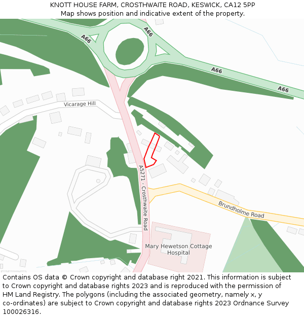 KNOTT HOUSE FARM, CROSTHWAITE ROAD, KESWICK, CA12 5PP: Location map and indicative extent of plot