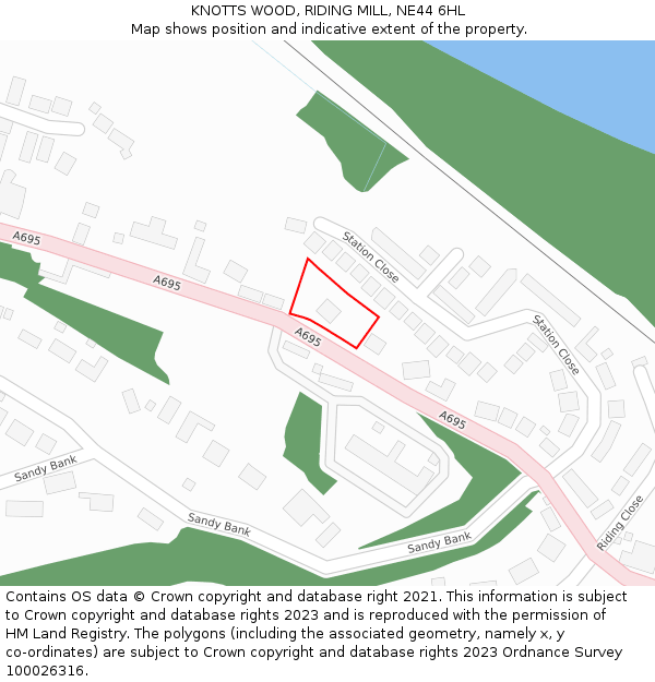 KNOTTS WOOD, RIDING MILL, NE44 6HL: Location map and indicative extent of plot