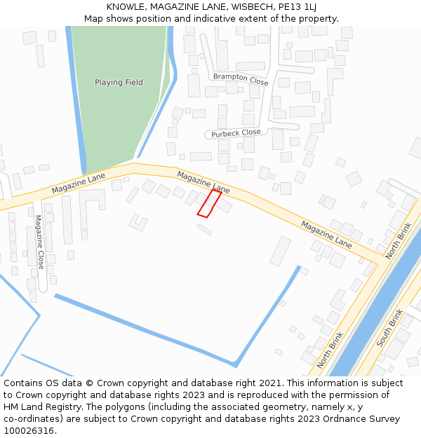 KNOWLE, MAGAZINE LANE, WISBECH, PE13 1LJ: Location map and indicative extent of plot