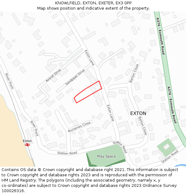 KNOWLFIELD, EXTON, EXETER, EX3 0PP: Location map and indicative extent of plot