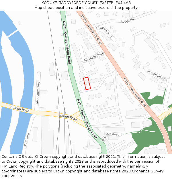 KODUKE, TADDYFORDE COURT, EXETER, EX4 4AR: Location map and indicative extent of plot