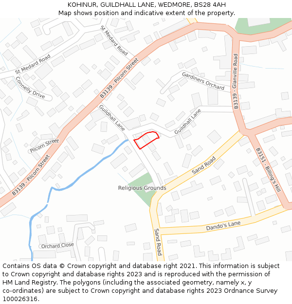 KOHINUR, GUILDHALL LANE, WEDMORE, BS28 4AH: Location map and indicative extent of plot