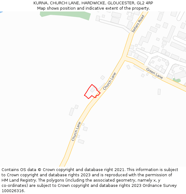 KURNA, CHURCH LANE, HARDWICKE, GLOUCESTER, GL2 4RP: Location map and indicative extent of plot