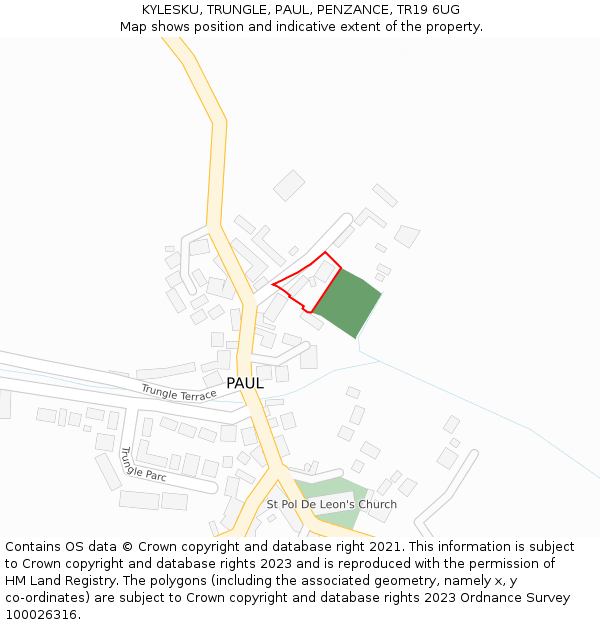 KYLESKU, TRUNGLE, PAUL, PENZANCE, TR19 6UG: Location map and indicative extent of plot
