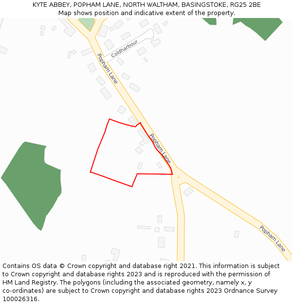 KYTE ABBEY, POPHAM LANE, NORTH WALTHAM, BASINGSTOKE, RG25 2BE: Location map and indicative extent of plot