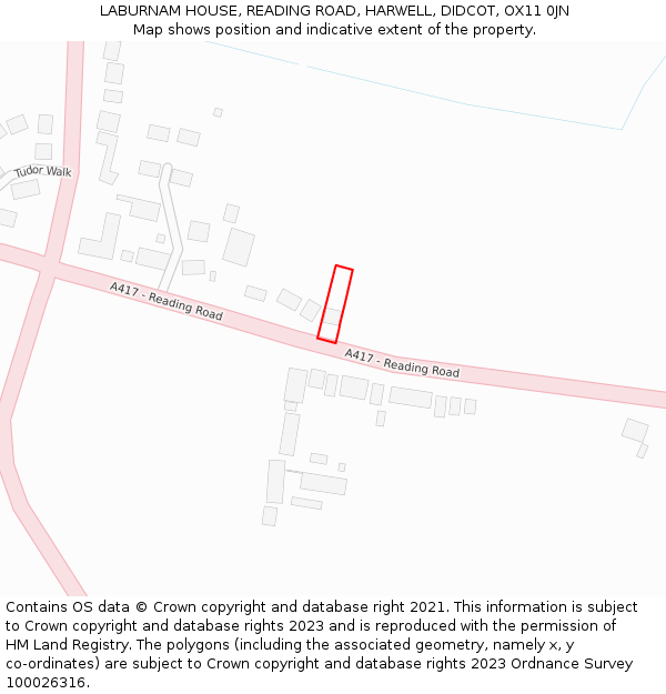 LABURNAM HOUSE, READING ROAD, HARWELL, DIDCOT, OX11 0JN: Location map and indicative extent of plot