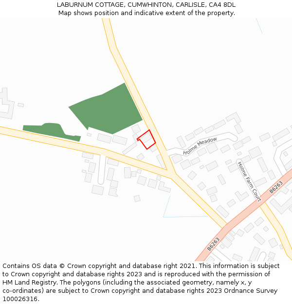 LABURNUM COTTAGE, CUMWHINTON, CARLISLE, CA4 8DL: Location map and indicative extent of plot