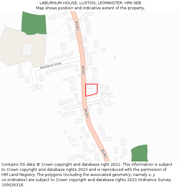 LABURNUM HOUSE, LUSTON, LEOMINSTER, HR6 0EB: Location map and indicative extent of plot