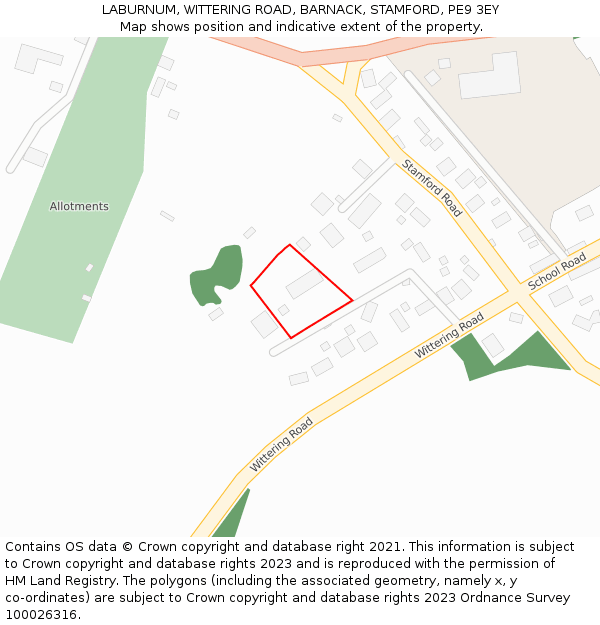 LABURNUM, WITTERING ROAD, BARNACK, STAMFORD, PE9 3EY: Location map and indicative extent of plot