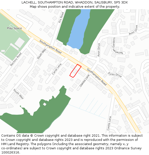 LACHELL, SOUTHAMPTON ROAD, WHADDON, SALISBURY, SP5 3DX: Location map and indicative extent of plot