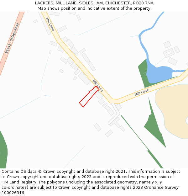 LACKERS, MILL LANE, SIDLESHAM, CHICHESTER, PO20 7NA: Location map and indicative extent of plot