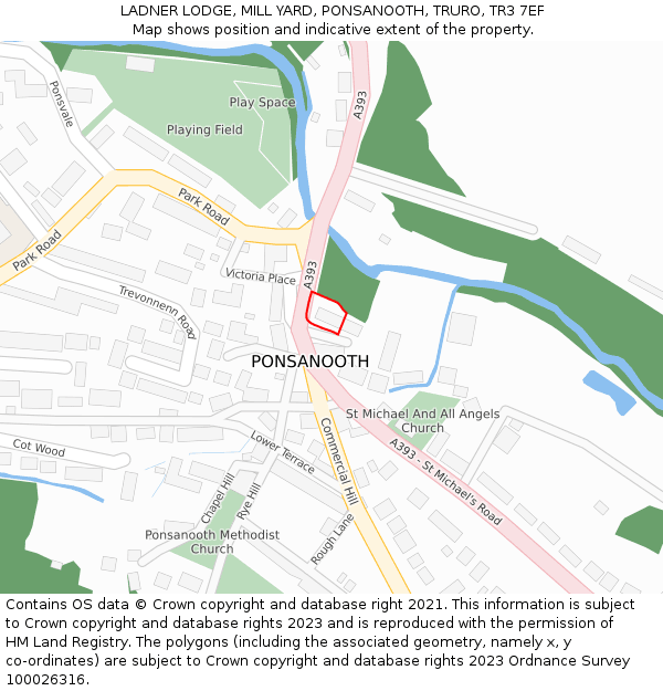 LADNER LODGE, MILL YARD, PONSANOOTH, TRURO, TR3 7EF: Location map and indicative extent of plot