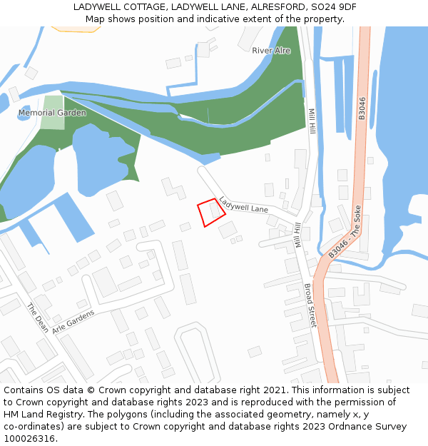 LADYWELL COTTAGE, LADYWELL LANE, ALRESFORD, SO24 9DF: Location map and indicative extent of plot