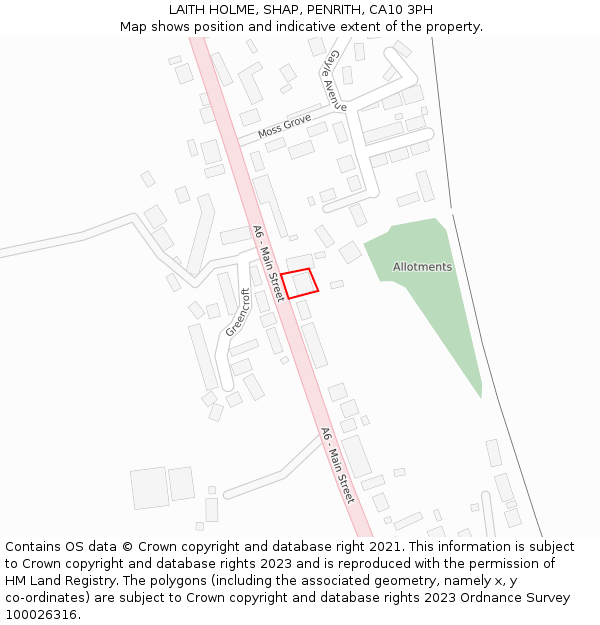 LAITH HOLME, SHAP, PENRITH, CA10 3PH: Location map and indicative extent of plot