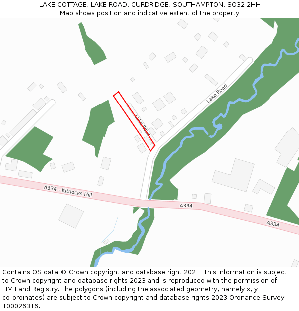 LAKE COTTAGE, LAKE ROAD, CURDRIDGE, SOUTHAMPTON, SO32 2HH: Location map and indicative extent of plot