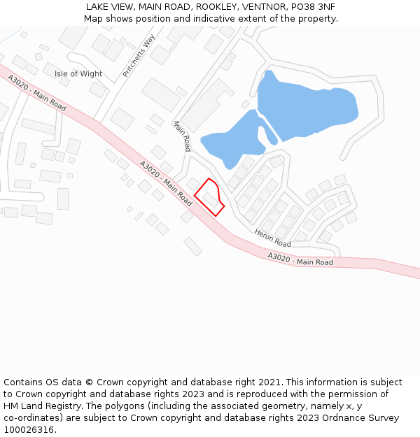 LAKE VIEW, MAIN ROAD, ROOKLEY, VENTNOR, PO38 3NF: Location map and indicative extent of plot