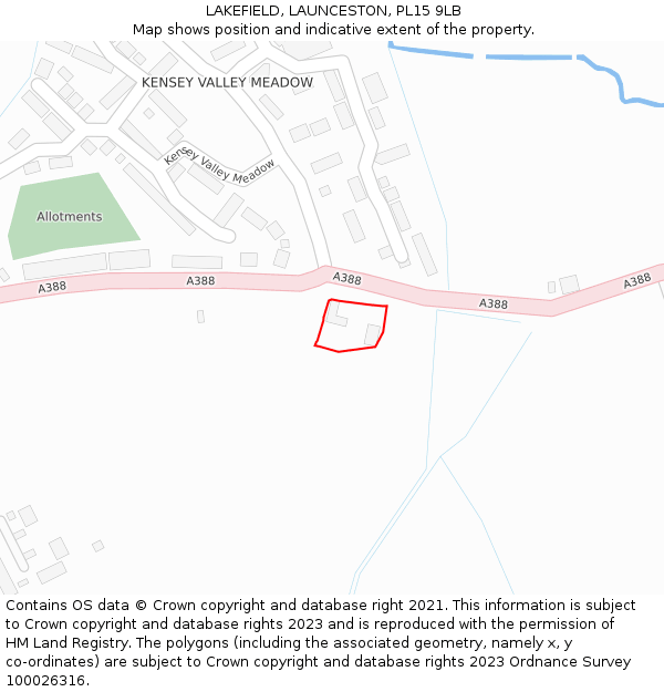 LAKEFIELD, LAUNCESTON, PL15 9LB: Location map and indicative extent of plot