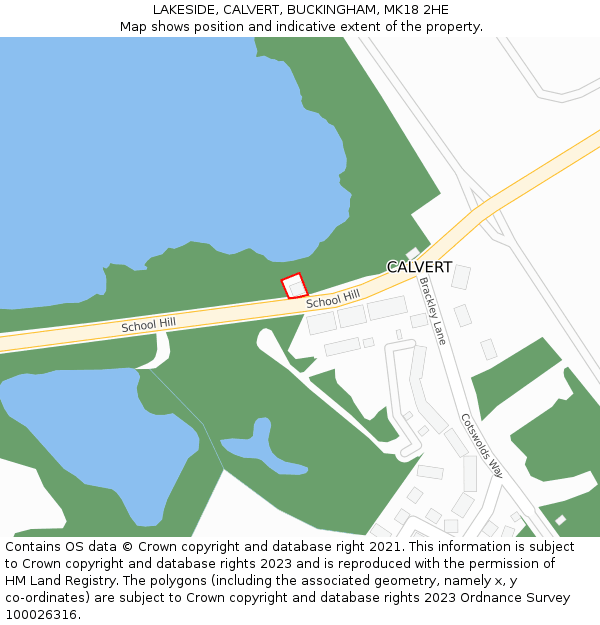 LAKESIDE, CALVERT, BUCKINGHAM, MK18 2HE: Location map and indicative extent of plot