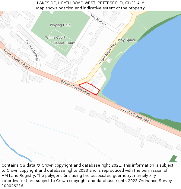 LAKESIDE, HEATH ROAD WEST, PETERSFIELD, GU31 4LA: Location map and indicative extent of plot