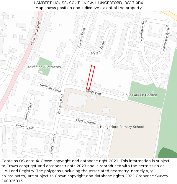 LAMBERT HOUSE, SOUTH VIEW, HUNGERFORD, RG17 0BX: Location map and indicative extent of plot