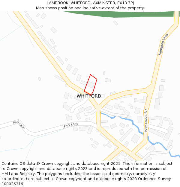 LAMBROOK, WHITFORD, AXMINSTER, EX13 7PJ: Location map and indicative extent of plot