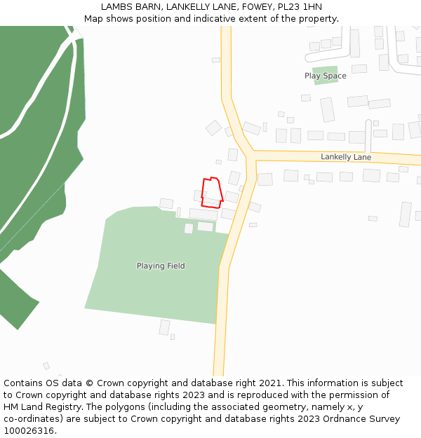 LAMBS BARN, LANKELLY LANE, FOWEY, PL23 1HN: Location map and indicative extent of plot
