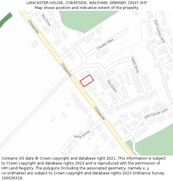 LANCASTER HOUSE, CHEAPSIDE, WALTHAM, GRIMSBY, DN37 0HT: Location map and indicative extent of plot