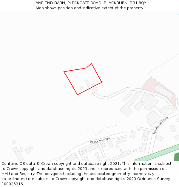 LANE END BARN, PLECKGATE ROAD, BLACKBURN, BB1 8QY: Location map and indicative extent of plot