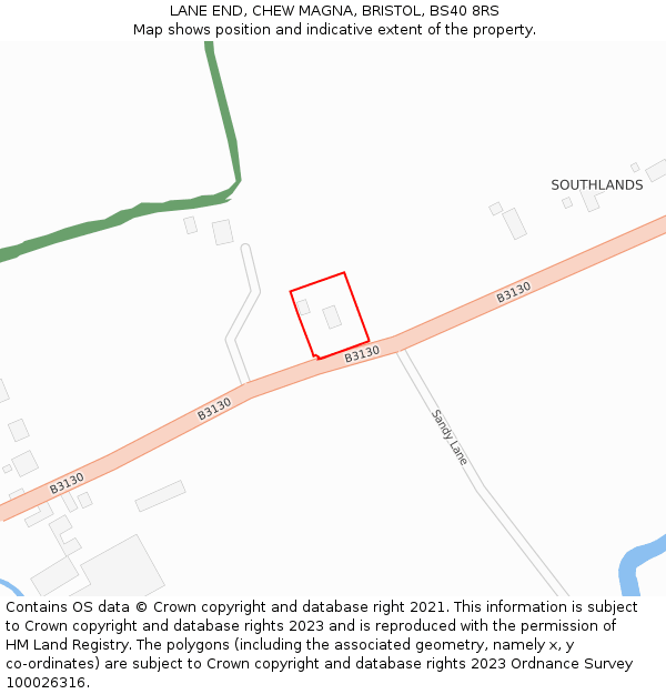 LANE END, CHEW MAGNA, BRISTOL, BS40 8RS: Location map and indicative extent of plot