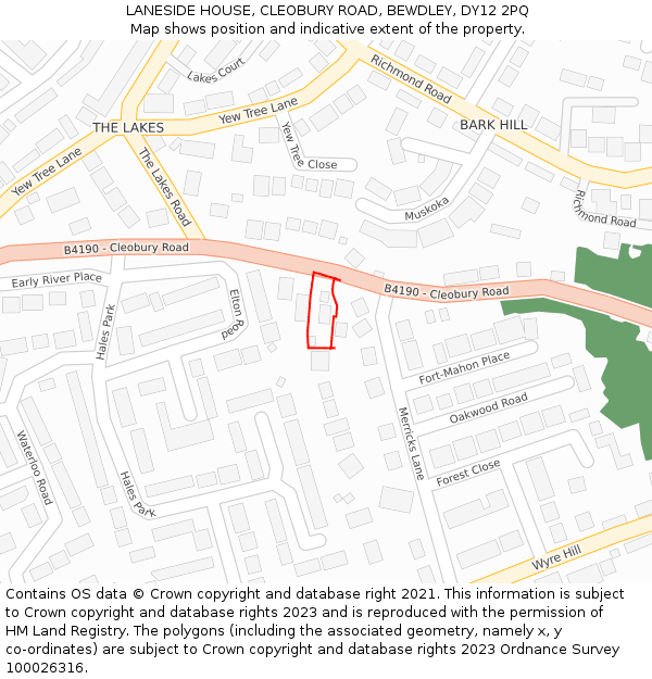 LANESIDE HOUSE, CLEOBURY ROAD, BEWDLEY, DY12 2PQ: Location map and indicative extent of plot