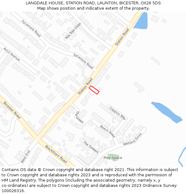 LANGDALE HOUSE, STATION ROAD, LAUNTON, BICESTER, OX26 5DS: Location map and indicative extent of plot