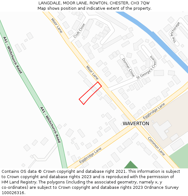 LANGDALE, MOOR LANE, ROWTON, CHESTER, CH3 7QW: Location map and indicative extent of plot