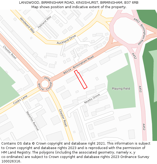 LANGWOOD, BIRMINGHAM ROAD, KINGSHURST, BIRMINGHAM, B37 6RB: Location map and indicative extent of plot