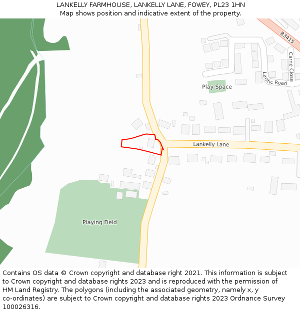 LANKELLY FARMHOUSE, LANKELLY LANE, FOWEY, PL23 1HN: Location map and indicative extent of plot