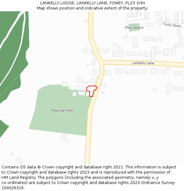 LANKELLY LODGE, LANKELLY LANE, FOWEY, PL23 1HN: Location map and indicative extent of plot