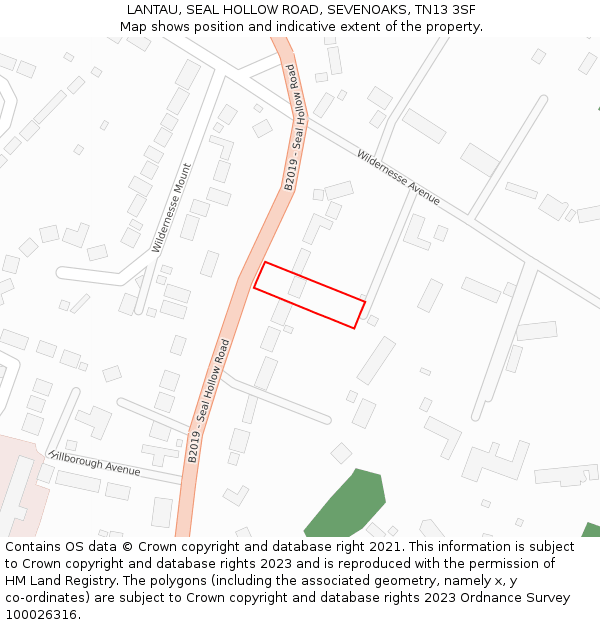 LANTAU, SEAL HOLLOW ROAD, SEVENOAKS, TN13 3SF: Location map and indicative extent of plot