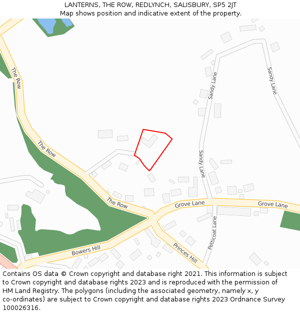 LANTERNS, THE ROW, REDLYNCH, SALISBURY, SP5 2JT: Location map and indicative extent of plot