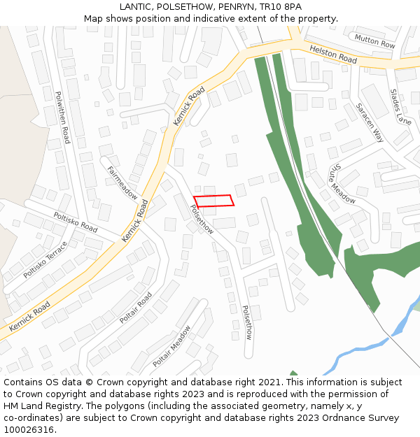 LANTIC, POLSETHOW, PENRYN, TR10 8PA: Location map and indicative extent of plot