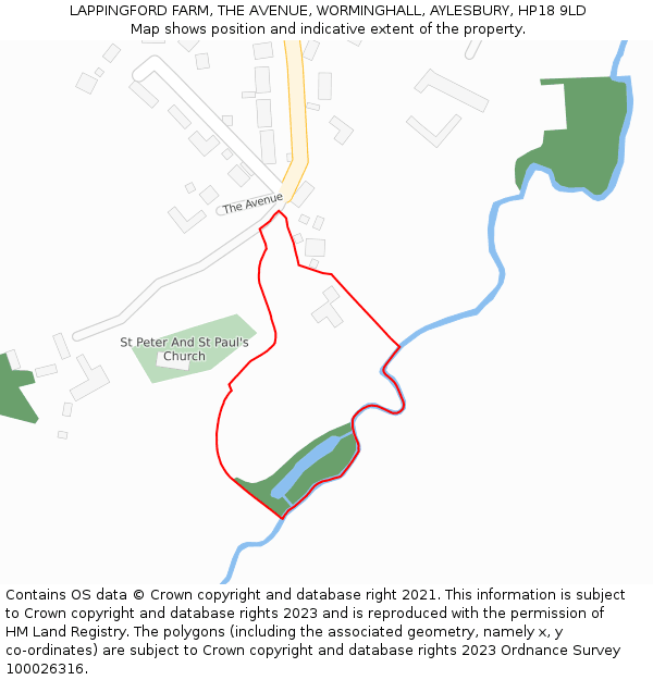 LAPPINGFORD FARM, THE AVENUE, WORMINGHALL, AYLESBURY, HP18 9LD: Location map and indicative extent of plot