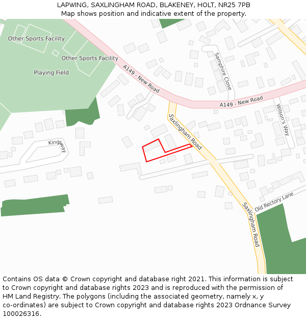 LAPWING, SAXLINGHAM ROAD, BLAKENEY, HOLT, NR25 7PB: Location map and indicative extent of plot