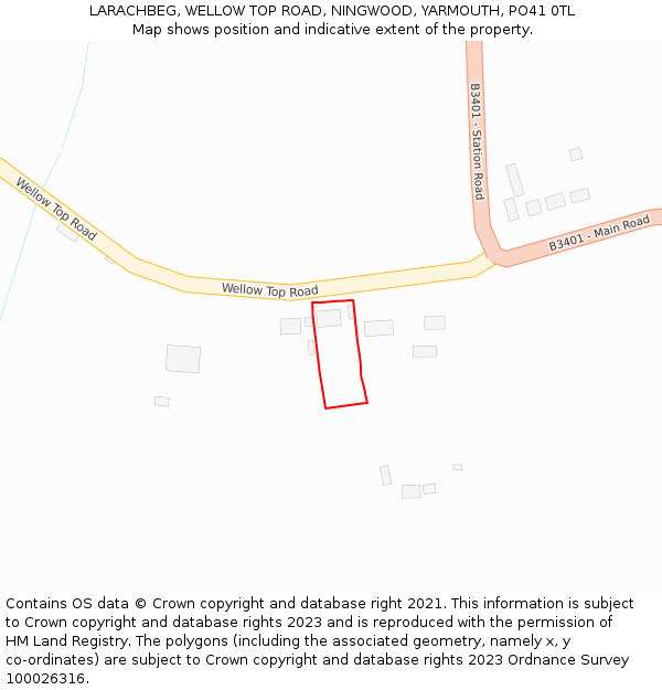 LARACHBEG, WELLOW TOP ROAD, NINGWOOD, YARMOUTH, PO41 0TL: Location map and indicative extent of plot