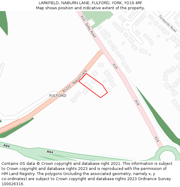 LARKFIELD, NABURN LANE, FULFORD, YORK, YO19 4RF: Location map and indicative extent of plot